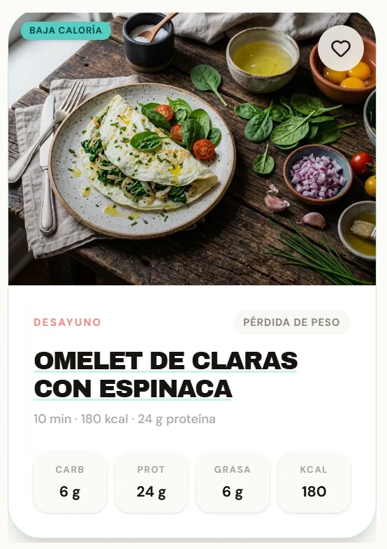 Omelet de Claras con Espinaca